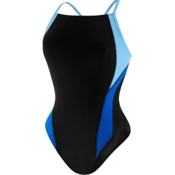 Racing|Fitness-Speedo Launch Splice Youth Cross Back One Piece - Endurance+ Black/Blue