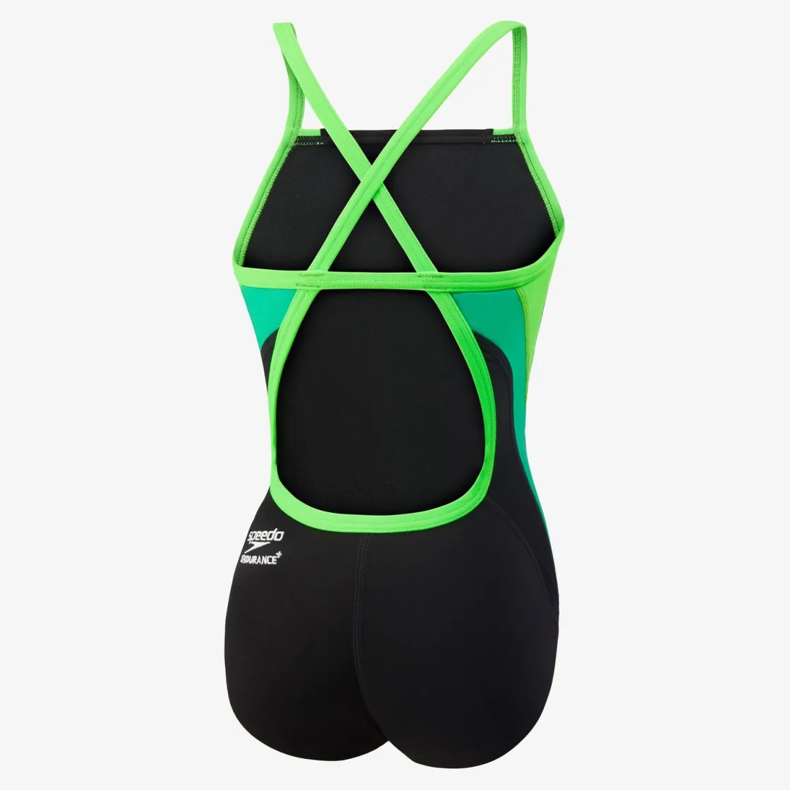 One Pieces|Fitness-Speedo Launch Splice Youth Cross Back One Piece - Endurance+ Black/Green