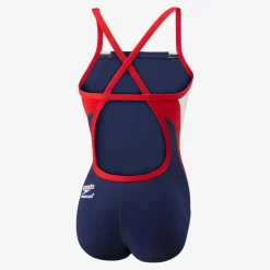 One Pieces|Fitness-Speedo Launch Splice Youth Cross Back One Piece - Endurance+ Navy/Red/White