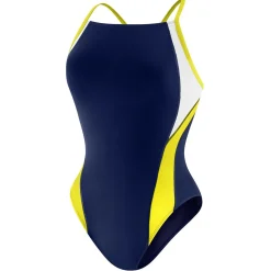 Racing|Fitness-Speedo Launch Splice Youth Cross Back One Piece - Endurance+ Navy/Gold