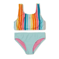 Girls Swimwear-Speedo Logo Elastic Bikini Set Aqua Splash