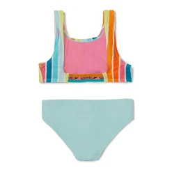 Girls Swimwear-Speedo Logo Elastic Bikini Set Aqua Splash