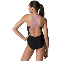 Fitness|One Pieces-Speedo Logo Thin Strap One Piece Dark Purple