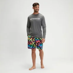 Rashguards-Speedo Long Sleeve Graphic Swim Rashguard Black