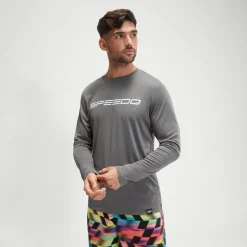 Rashguards-Speedo Long Sleeve Graphic Swim Rashguard Black