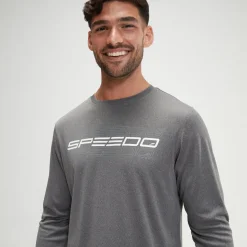 Rashguards-Speedo Long Sleeve Graphic Swim Rashguard Black