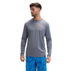 Rashguards-Speedo Long Sleeve Graphic Swim Rashguard Peacoat