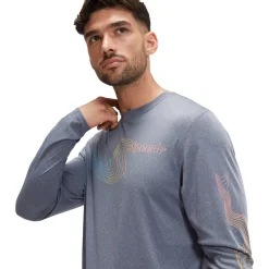 Rashguards-Speedo Long Sleeve Graphic Swim Rashguard Peacoat