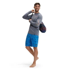 Rashguards-Speedo Long Sleeve Graphic Swim Rashguard Peacoat