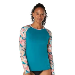 Rashguards-Speedo Long Sleeve Printed Rashguard Blue
