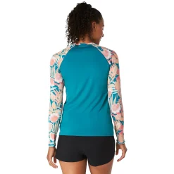 Rashguards-Speedo Long Sleeve Printed Rashguard Blue