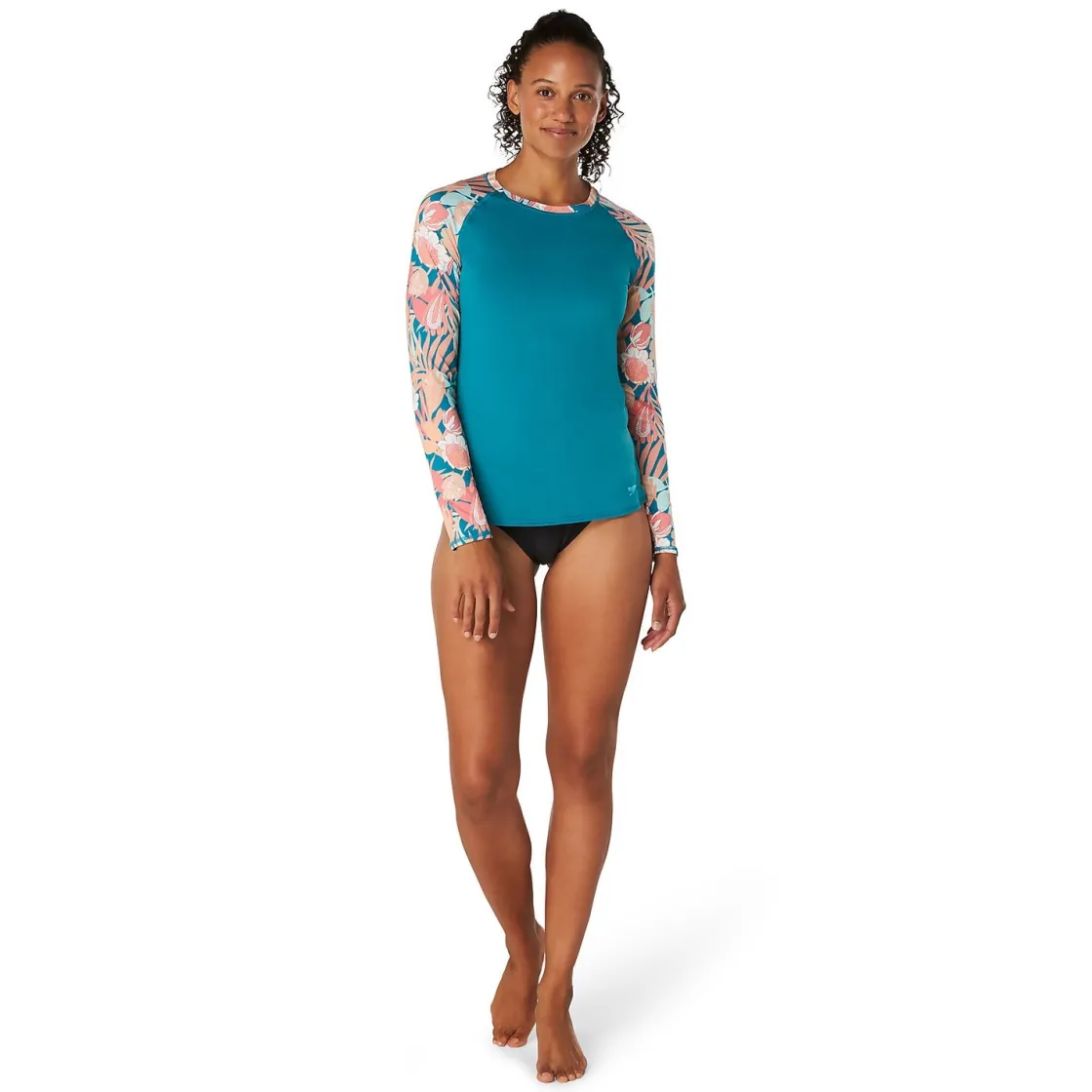 Rashguards-Speedo Long Sleeve Printed Rashguard Blue