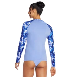 Rashguards-Speedo Long Sleeve Printed Sleeve Rashguard Curious Blue