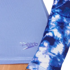 Rashguards-Speedo Long Sleeve Printed Sleeve Rashguard Curious Blue