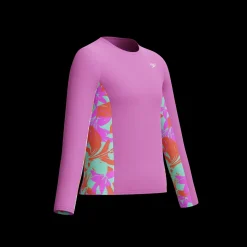 Girls Swimwear-Speedo Long Sleeve Printed Splice Rashguard