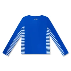 Girls Swimwear-Speedo Long Sleeve Printed Splice Rashguard Cobalt Blue