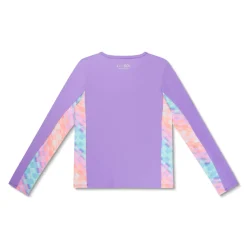 Girls Swimwear-Speedo Long Sleeve Printed Splice Rashguard Sweet Purple