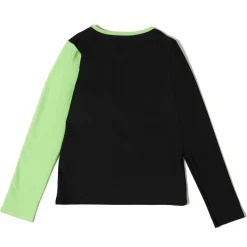 Girls Swimwear-Speedo Long Sleeve Solid Blocked Logo Rashguard Black