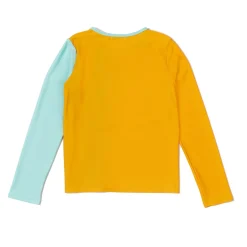 Girls Swimwear-Speedo Long Sleeve Solid Blocked Logo Rashguard Light Blue