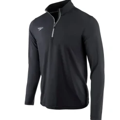 Teamwear-Speedo Long Sleeve Solid Quarter Zip Charcoal Black