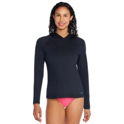 Teamwear-Speedo Long Sleeve Swim Tee w/ Hood Speedo Black