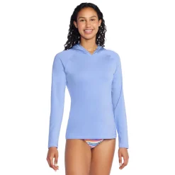 Teamwear-Speedo Long Sleeve Swim Tee w/ Hood Curious Blue