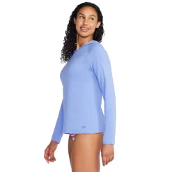 Teamwear-Speedo Long Sleeve Swim Tee w/ Hood Curious Blue