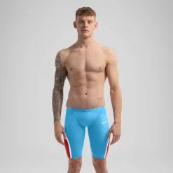 Tech Suits|Jammers-Speedo Men's Fastskin LZR Pure Intent 2.0 Jammer - Fina Approved Blue Red