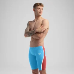Tech Suits|Jammers-Speedo Men's Fastskin LZR Pure Intent 2.0 Jammer - Fina Approved Blue Red
