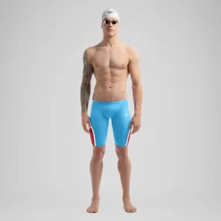 Tech Suits|Jammers-Speedo Men's Fastskin LZR Pure Intent 2.0 Jammer - Fina Approved Blue Red