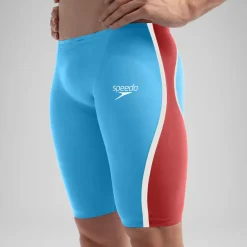 Tech Suits|Jammers-Speedo Men's Fastskin LZR Pure Intent 2.0 Jammer - Fina Approved Blue Red
