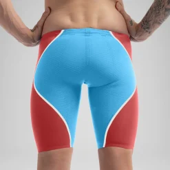 Tech Suits|Jammers-Speedo Men's Fastskin LZR Pure Intent 2.0 Jammer - Fina Approved Blue Red