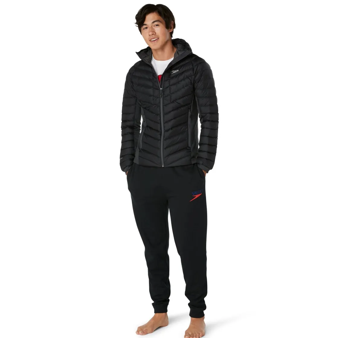 Parkas & Jackets-Speedo Men's Tephra Stretch Reflect Jacket Black