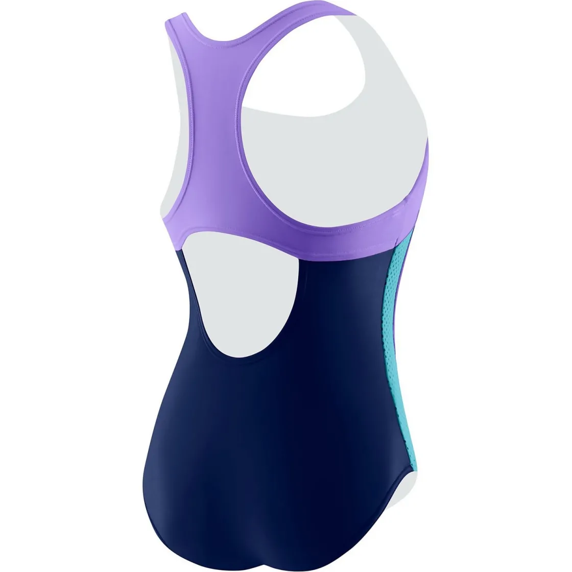 Girls Training|Girls Swimwear-Speedo Mesh Thick Strap One Piece Navy/Purple