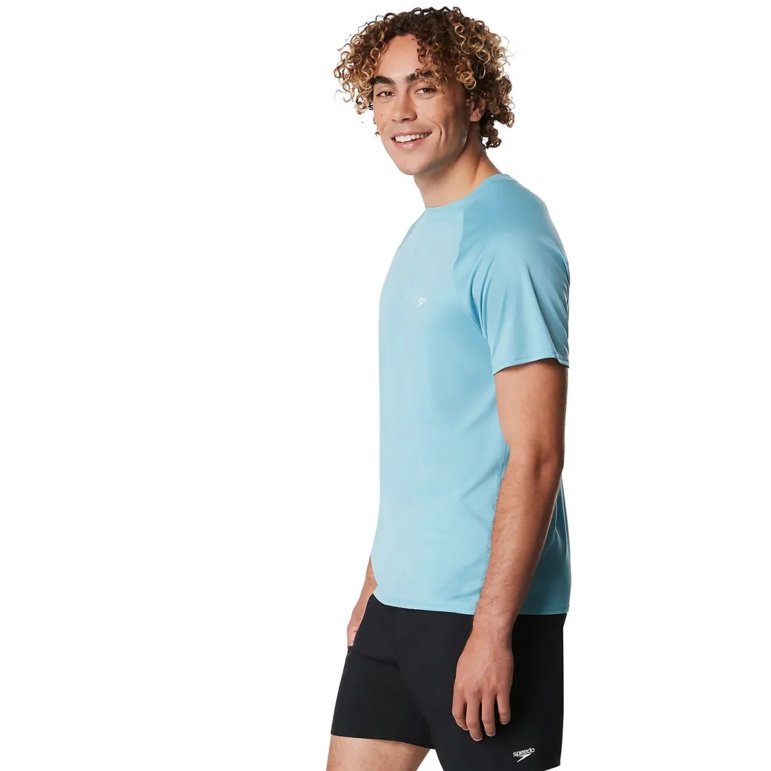 Rashguards|Teamwear-Speedo New Easy Short Sleeve Swim Rashguard Light Sky Blue