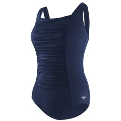 Fitness|One Pieces-Speedo Plus Solid Shirred One Piece Navy