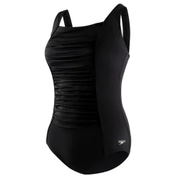 Fitness|One Pieces-Speedo Plus Solid Shirred Tank One Piece Black