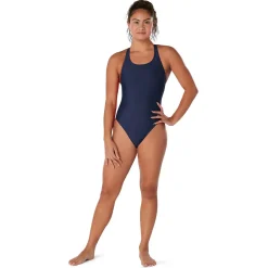 Racing|Fitness-Speedo Powerflex - Super Pro Back Solid One Piece Adult Navy