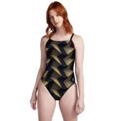 Racing|One Pieces-Speedo Precision Strappy Cross Back One Piece Navy Gold