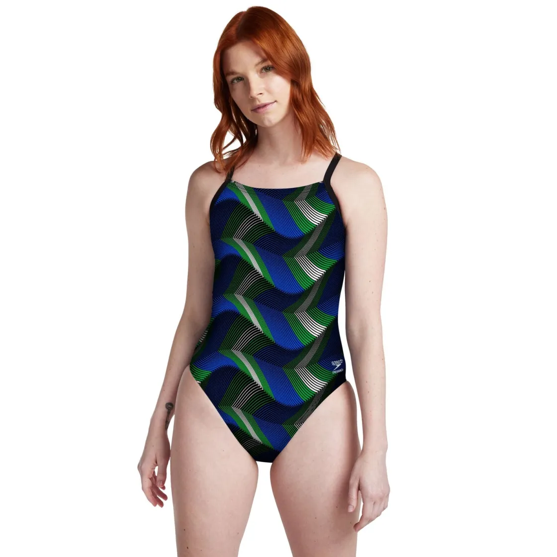 Racing|One Pieces-Speedo Precision Strappy Cross Back One Piece Blue Green