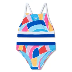 Girls Swimwear-Speedo Print Blocked Bikini Set Coblt Blue