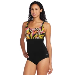 Fitness|One Pieces-Speedo Print Blocked Square Neck One Piece Fandango Pink