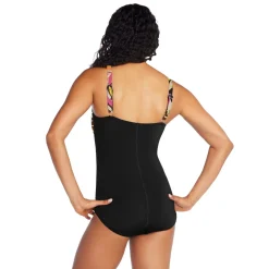 Fitness|One Pieces-Speedo Print Blocked Square Neck One Piece Fandango Pink