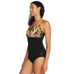 Fitness|One Pieces-Speedo Print Blocked Square Neck One Piece Fandango Pink