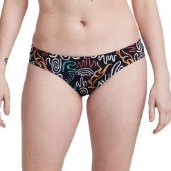 Two Pieces-Speedo Print Cheeky Hipster Black