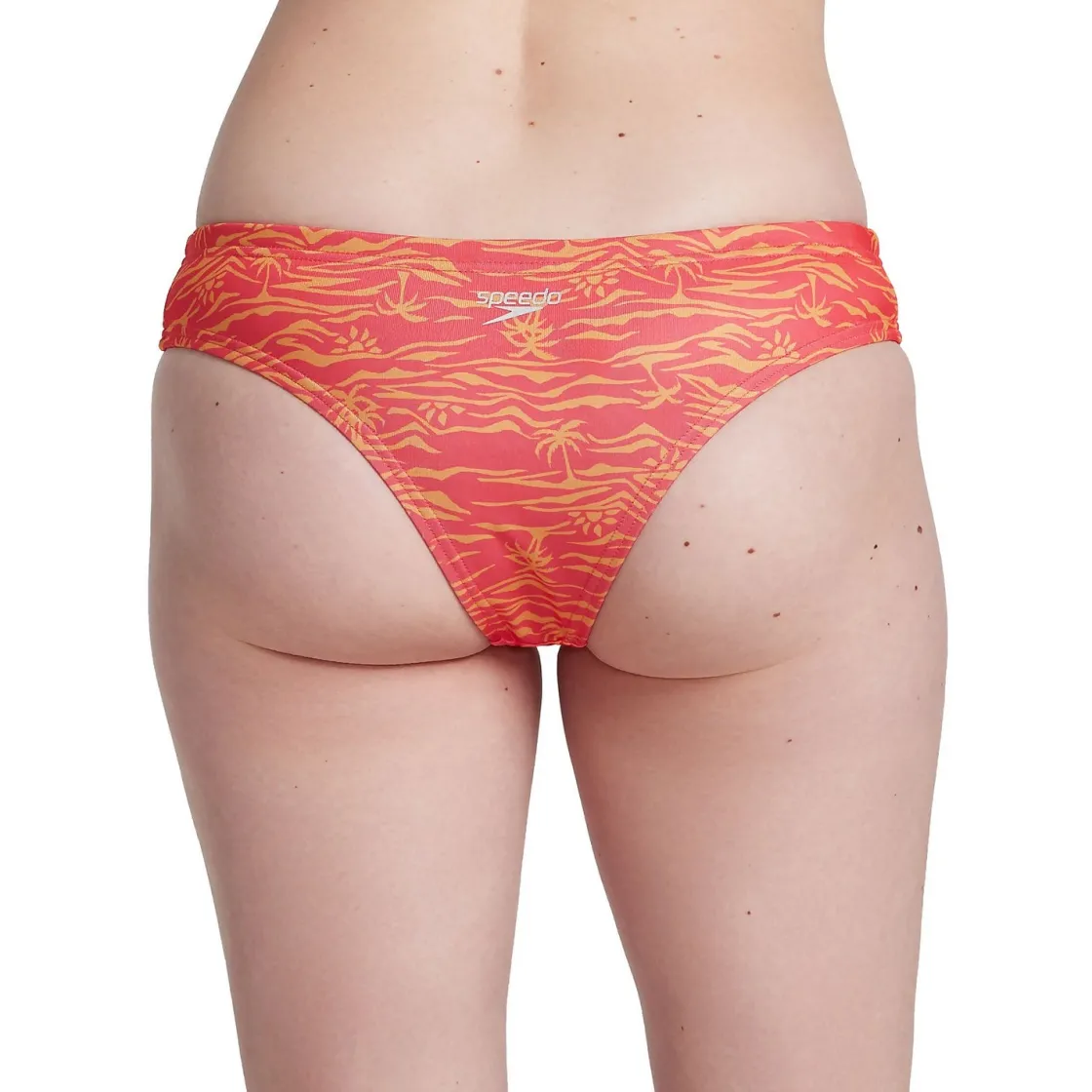 Two Pieces-Speedo Print Cheeky Hipster Orange