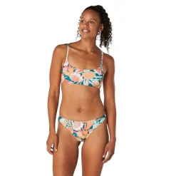 Two Pieces-Speedo Print Double Cross Bikini Top Deep Lake