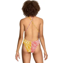 Fitness|Training-Speedo Print Half Split One Piece Pink Orange