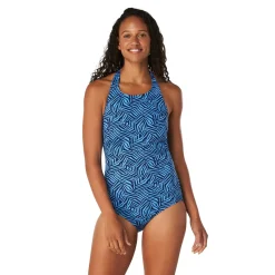 Recreation|Fitness-Speedo Print High Neck One Piece Peacoat