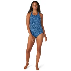 Recreation|Fitness-Speedo Print High Neck One Piece Peacoat